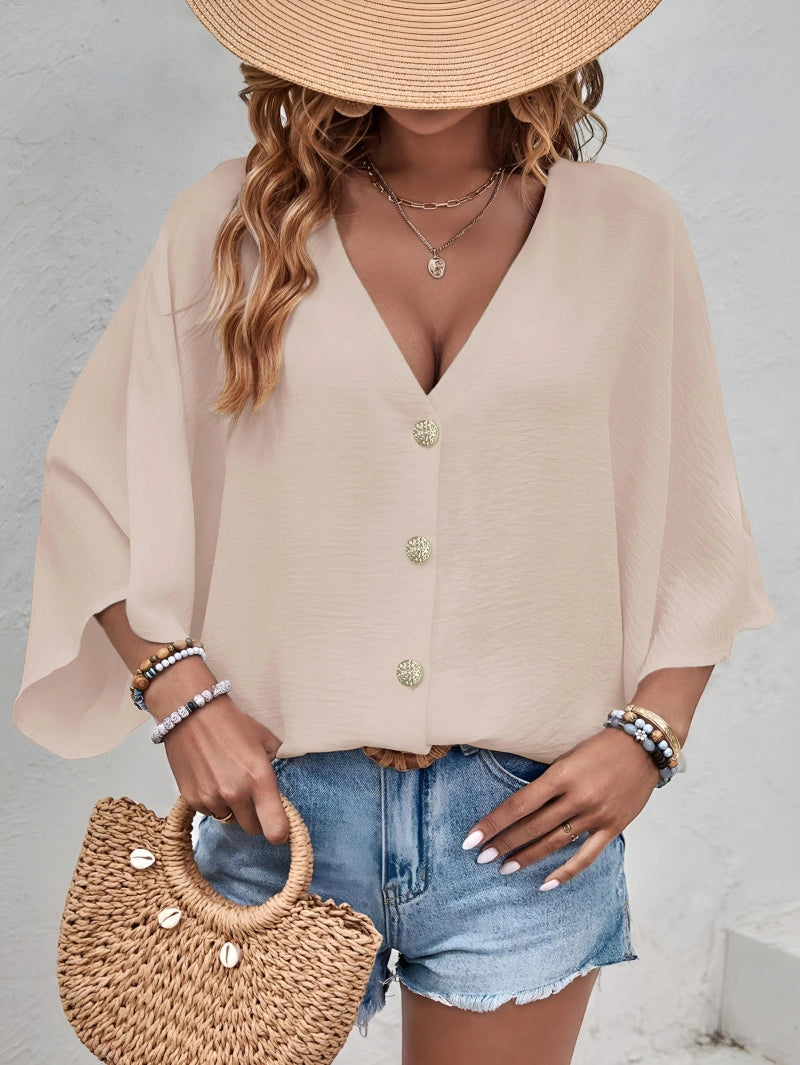 Blouse boutonnée manches courtes