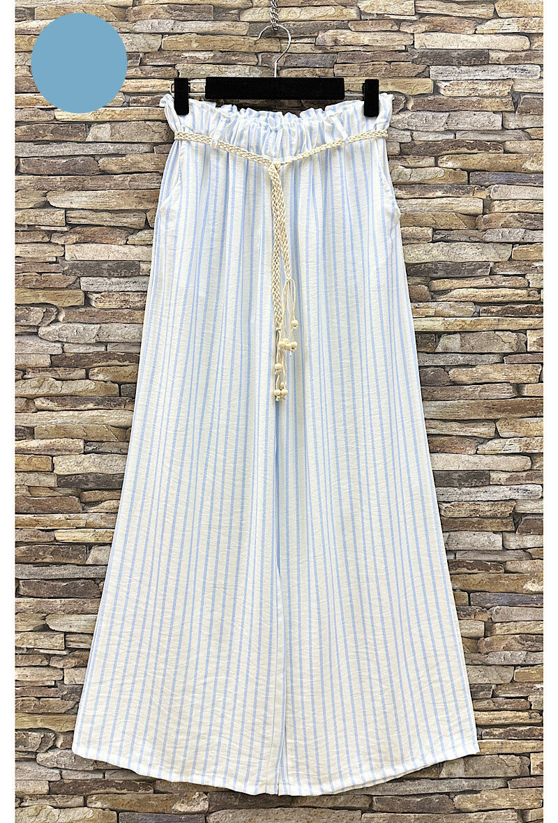 Pantalon large ligné