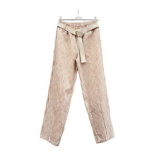Pantalon stretch ceinture beige