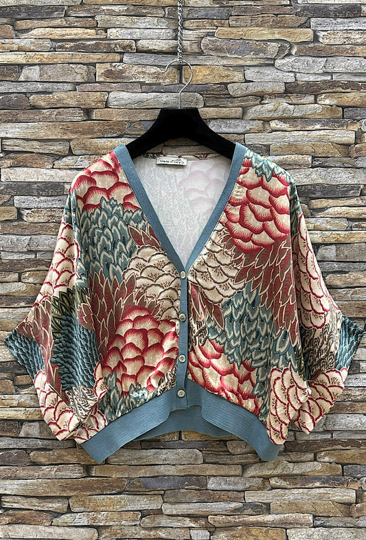 Gilet imprimé en viscose satinée effet soie