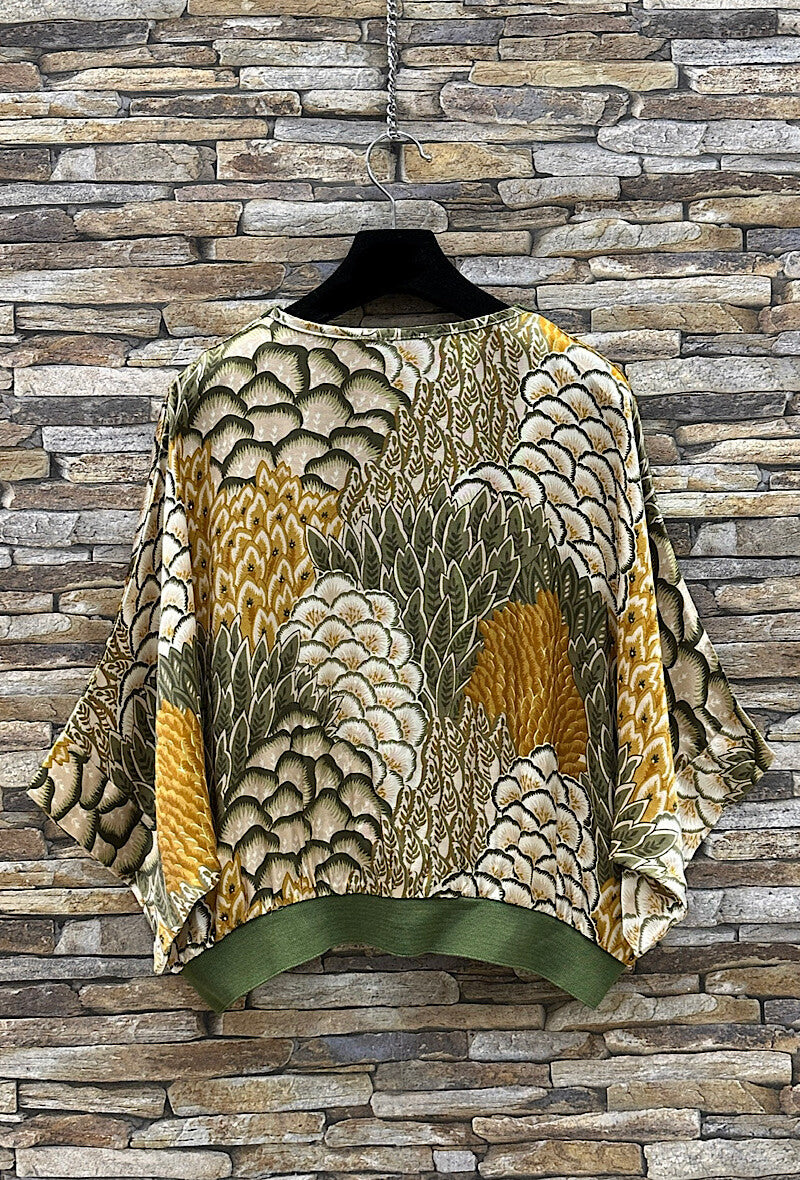Gilet imprimé en viscose satinée effet soie