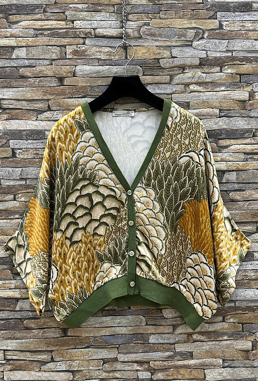 Gilet imprimé en viscose satinée effet soie
