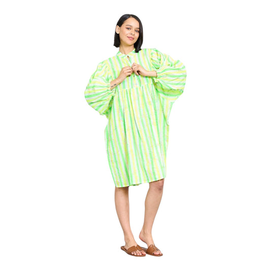Robe à lignes et broderie floral