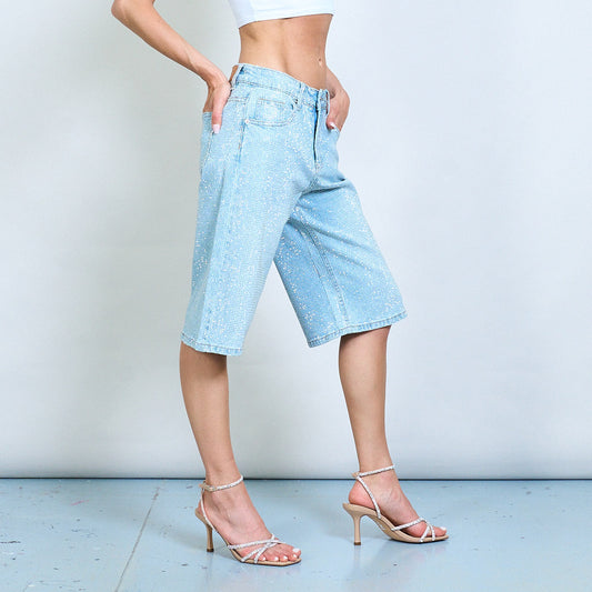 Bermuda jeans avec strass L