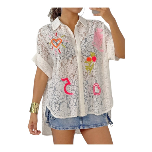Chemise dentelle brodée