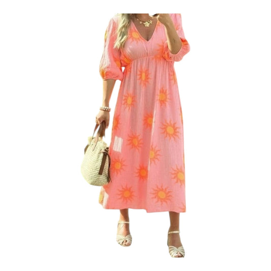 Robe Saumon imprimée soleil