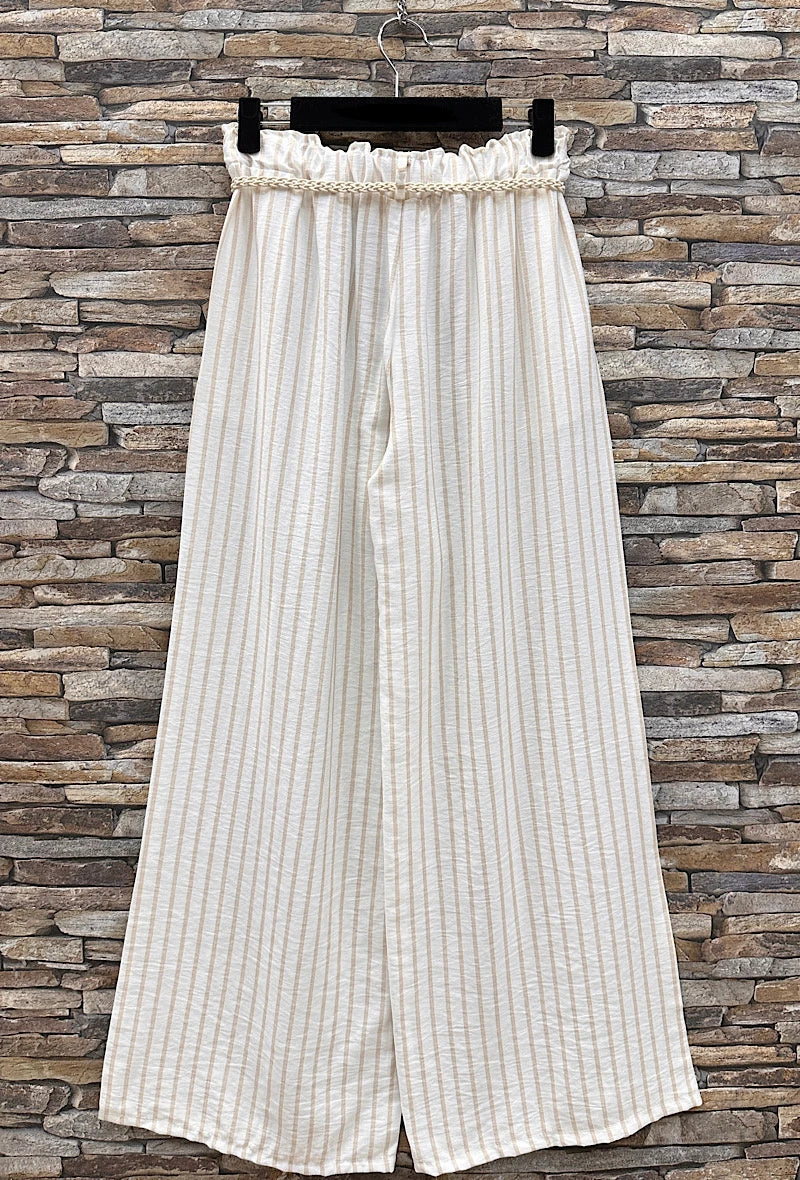 Pantalon large ligné