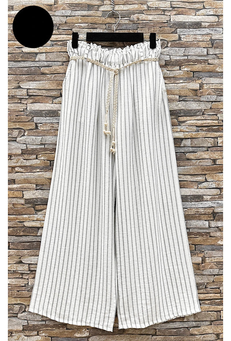 Pantalon large ligné