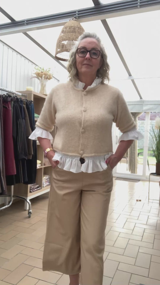 Pantalon en simili cuir droit évasé avec ceinture